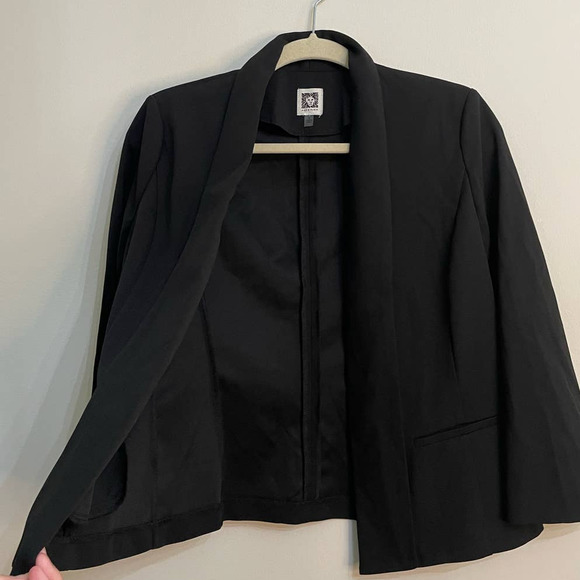 Anne Klein Black Suit Jacket size S Open Front Blazer Shawl Collar - Picture 3 of 10